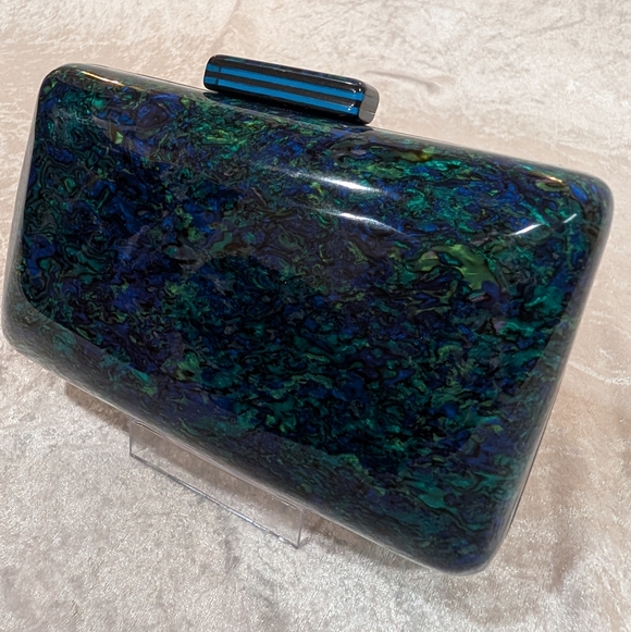 Vintage Style Modern Acrylic Clutch Blue And Green - Picture 2 of 6